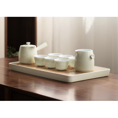 Kung fu tea set with primrose glaze complete tea tray