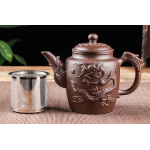 Yixing Dragon Purple Clay Pot Stainless Steel Filter Teapot