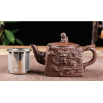 Yixing Dragon Purple Clay Pot Stainless Steel Filter Teapot