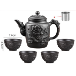 Yixing Dragon Purple Clay Pot Stainless Steel Filter Teapot