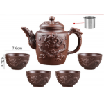 Yixing Dragon Purple Clay Pot Stainless Steel Filter Teapot