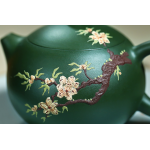 Yixing handmade original ore green clay painted purple clay teapot