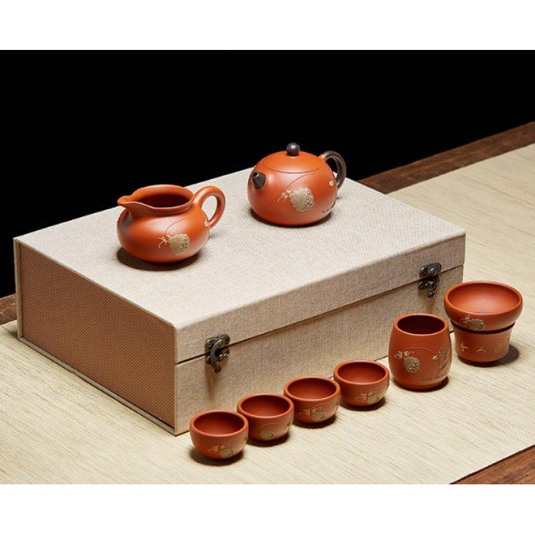 Yixing Purple Clay Pot Handmade Xishi Pot Zhuni Tea Set