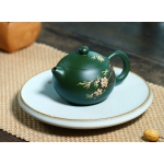 Yixing handmade original ore green clay painted purple clay teapot