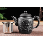 Yixing Dragon Purple Clay Pot Stainless Steel Filter Teapot