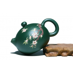 Yixing handmade original ore green clay painted purple clay teapot