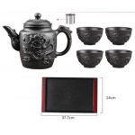 Yixing Dragon Purple Clay Pot Stainless Steel Filter Teapot