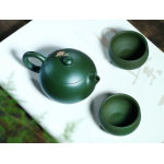 Yixing handmade original ore green clay painted purple clay teapot